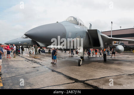 YPSILANTI, MICHIGAN / USA - August 26, 2018: A United States Air Force F-15 Eagle at the 2018 Thunder Over Michigan airshow. Stock Photo