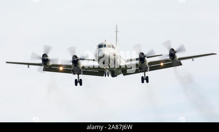 YPSILANTI, MICHIGAN / USA - August 25, 2018: A United States Navy P-3 Orion at the 2018 Thunder Over Michigan Airshow.