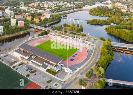 Aerial photo of Raatti Stadium in Oulu, Finland Stock Photo