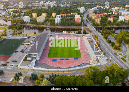 Aerial photo of Raatti Stadium in Oulu, Finland Stock Photo