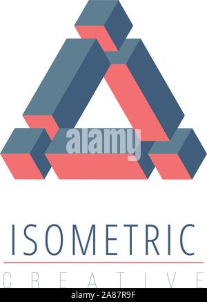 Abstract isometric impossible cube triangle logo design template, retro optical effect shape. Stock Vector illustration isolated on white background. Stock Vector