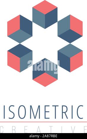Cube design element. logo design template, company identity symbol concept. 3d view, Stock Vector illustration isolated on white background. Stock Vector
