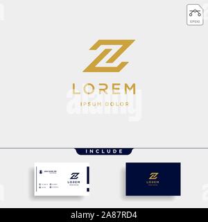 Letter Z ZZ Monogram Logo Design Minimal Icon Stock Vector