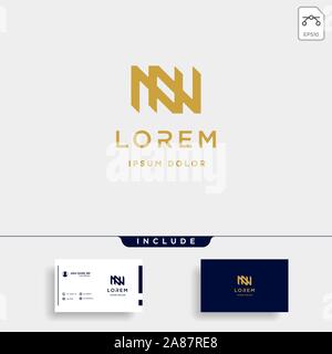 Letter N NN Monogram Logo Design Minimal Icon Stock Vector