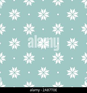 winter minimalist geometric seamless pattern with snowflakes. Ethnic folk motif. Winter holiday design Stock Vector