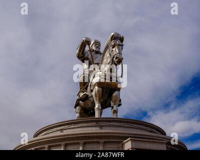 Genghis Khan equestrian statue, Genghis Khan theme park, Chinggis Khaan statue complex, Tsonjin Boldog, Mongolia Stock Photo