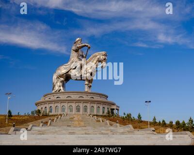 Genghis Khan equestrian statue, Genghis Khan theme park, Chinggis Khaan statue complex, Tsonjin Boldog, Mongolia Stock Photo