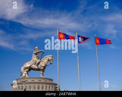 Genghis Khan equestrian statue, Genghis Khan theme park, Chinggis Khaan statue complex, Tsonjin Boldog, Mongolia Stock Photo