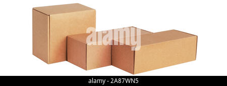 Cardboard boxes for goods on a white background. Different size. Isolated on white background Stock Photo
