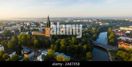 Panorama of Turku Cathedral at sunrise Stock Photo