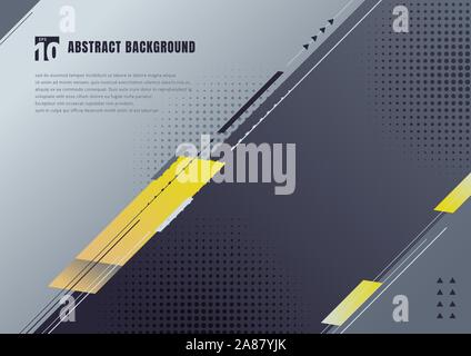 Abstract template geometric diagonal elements background. Blue, yellow and black oblique lines and triangles. Vector illustration Stock Vector