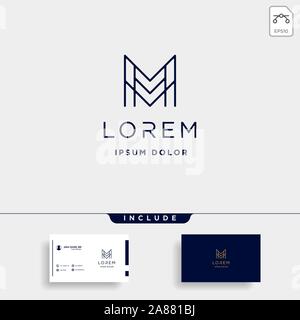 Letter M MM Monogram Logo Design Minimal Stock Vector