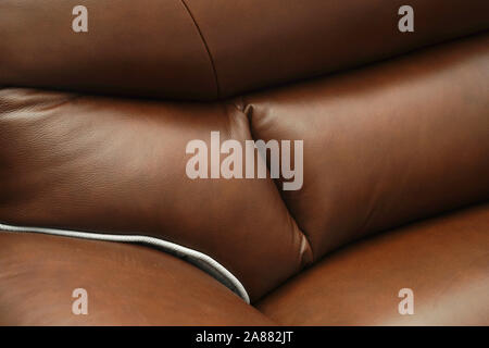 Light Brown leather sofa or chair isolated on white background. Furniture showroom photography Stock Photo