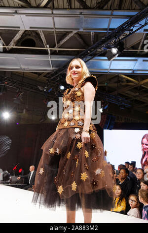 Paris, France. 2th Nov, 2019. Dresses Show at the 25th anniversary of the Salon du Chocolat organized for Children of Africa Foundation. Stock Photo