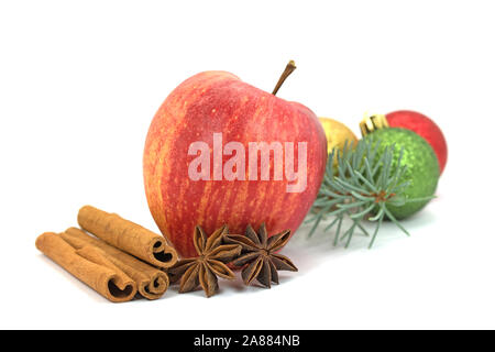 Christmas decoration with apple and spices Stock Photo