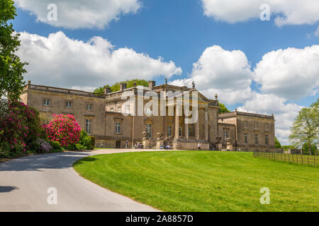 The front facade of Stourhead House at Stourhead Gardens, Wiltshire, England, UK Stock Photo