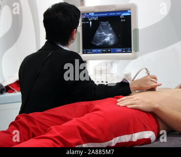 Patient on the ultrasound scan Stock Photo