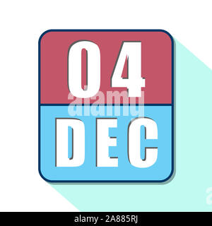 december 4th. Day 4 of month, Simple calendar icon on white background. Planning. Time management. Set of calendar icons for web design. winter month, Stock Photo