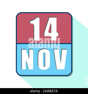 november 14th. Day 14 of month, Simple calendar icon on white background. Planning. Time management. Set of calendar icons for web design. autumn mont Stock Photo