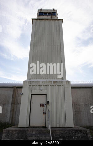 High security watchtower in the former maze prison long kesh site Northern Ireland Stock Photo