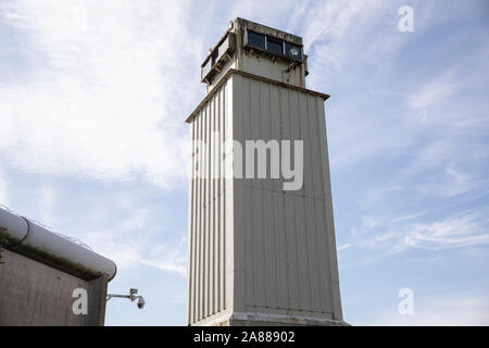 High security watchtower in the former maze prison long kesh site Northern Ireland Stock Photo