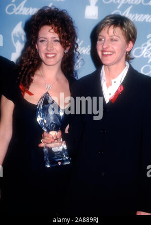 Universal City, California, USA 5th March 1995 Actress Joely Fisher and comedian/television personality Ellen DeGeneres attend the 21st Annual People's Choice Awards on March 5, 1995 at Sound Stage 12, Universal Studios in Universal City, California, USA. Photo by Barry King/Alamy Stock Photo Stock Photo