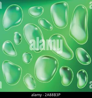Realistic drops of a rain on a blue background in the form of glass. Abstract set. Vector illustration. Stock Vector