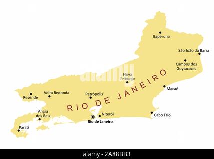 Rio de Janeiro State cities map Stock Vector