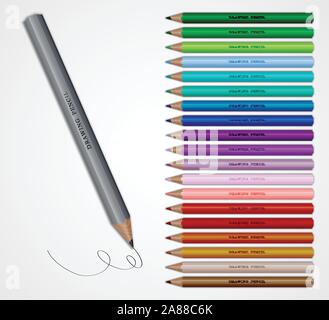 Set of Coloured pencils. Illustration on white background Stock Vector