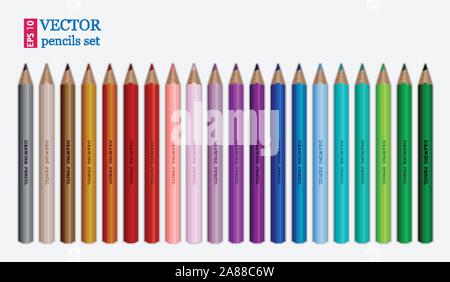 Set of Coloured pencils. Illustration on white background Stock Vector
