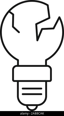 Cracked bulb icon. Outline cracked bulb vector icon for web design isolated on white background Stock Vector