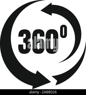 360 degrees rotation icon. Simple illustration of 360 degrees rotation vector icon for web design isolated on white background Stock Vector
