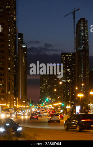 West Wacker Drive at night. The Loop, Chicago, Illinois Stock Photo