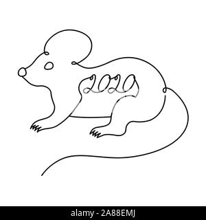 Symbol of the New Year drawn by one continuous line. Stock Vector