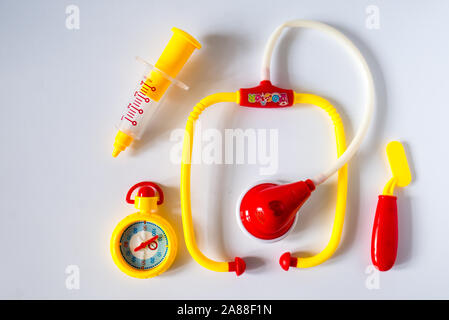 Children's doctor set on a white background Stock Photo