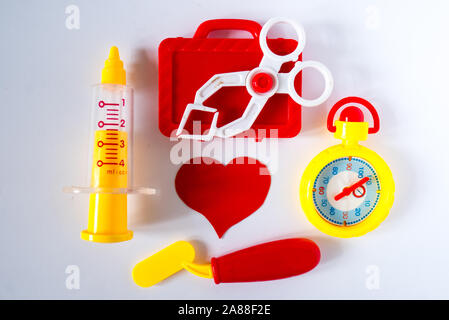 Children's doctor set on a white background Stock Photo