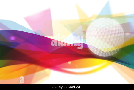 Golf ball over a futuristic background is ready to crop for all your social media, print or design needs. 3D Rendering. Stock Photo