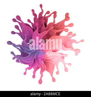 Beautiful multi-color splash of liquid . 3D illustration, 3D visualization. Stock Photo