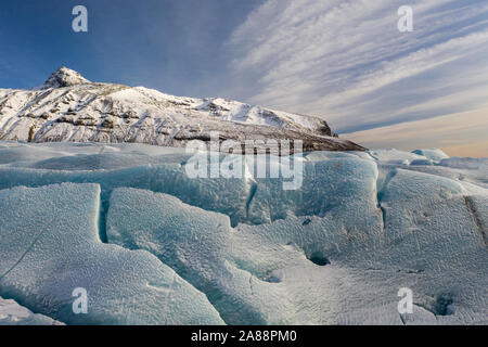 Aerial view of the Sv nafellsj kull glacier in sunny weather. The beginning of spring in Iceland. Stock Photo