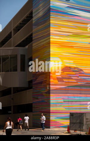 mural on parking garage in Allentown PA Stock Photo