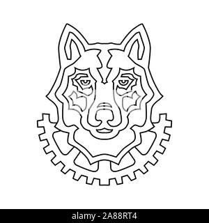 Wolf head outlined vector logo (23) Stock Photo