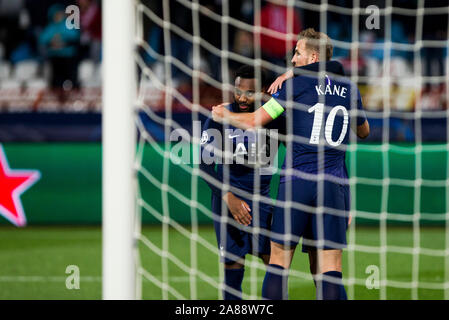 Belgrade, Serbia. 6th Nov, 2019. Harry Kane of Tottenham and Dany Rose of Tottenham celebrates the goal of Son Heung-min of Tottenham for 0-3 in 61st minute. Credit: Nikola Krstic/Alamy Live News Stock Photo