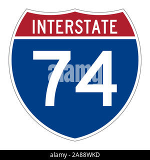 Interstate highway 74 road sign Stock Photo