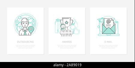 Online business - line design style icons set Stock Vector