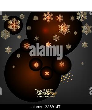Christmas and New Year card with Christmas Tree made of realistic festive decorations Stock Vector