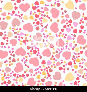 Seamless pattern. Funny cute red hearts on Valentine s Day Stock Vector