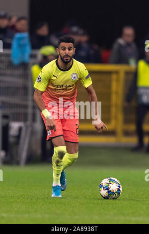 Riyad Mahrez (Manchester City) during the Uefa 'Champions League ' Group Stage third match between Atalanta 1-1 Manchester City at Giuseppe Meazza Stadium on November 06, 2019 in Milano, Italy. Credit: Maurizio Borsari/AFLO/Alamy Live News Stock Photo