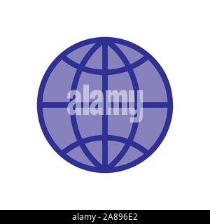 Internet network vector flat globe icon on white. Stock Vector