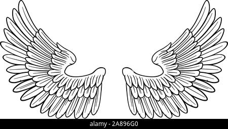 Pair of Angel or Eagle Bird Wings Stock Vector