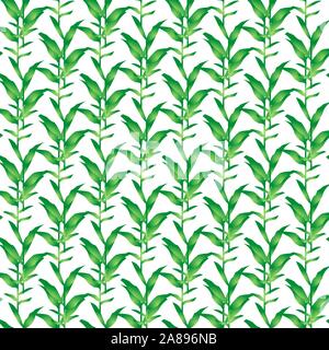 Cute seamless pattern with cartoon green plants Stock Vector